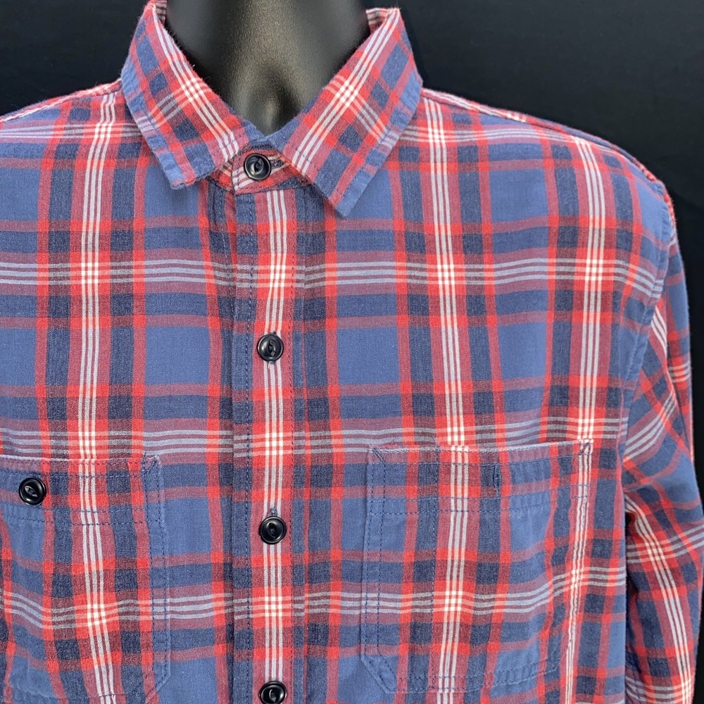 Lands' End‎ Traditional Fit Plaid Flannel Shirt Medium Lined Workwear Button Up